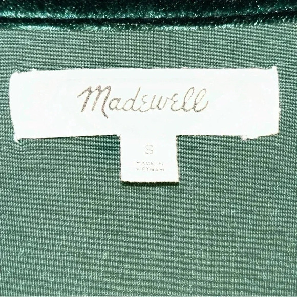 Madewell Size Small Velvet Butterfly Short Sleeves Slightly Cropped Boxy Green - Picture 4 of 10